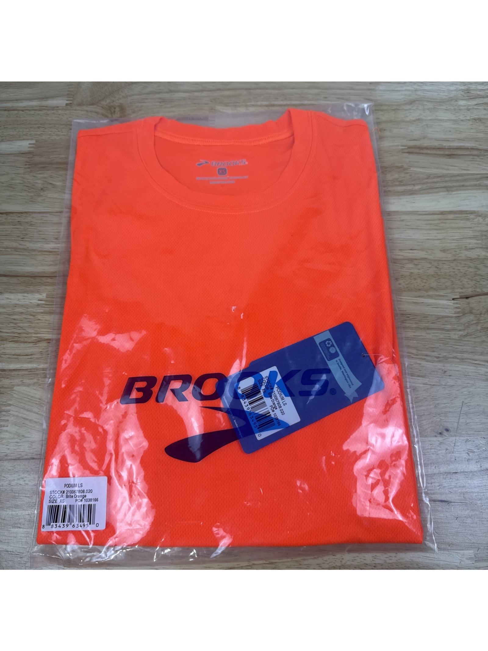 Brooks Podium Short Sleeve T-Shirt Mens Size Xs Orange Running Outdoor Active